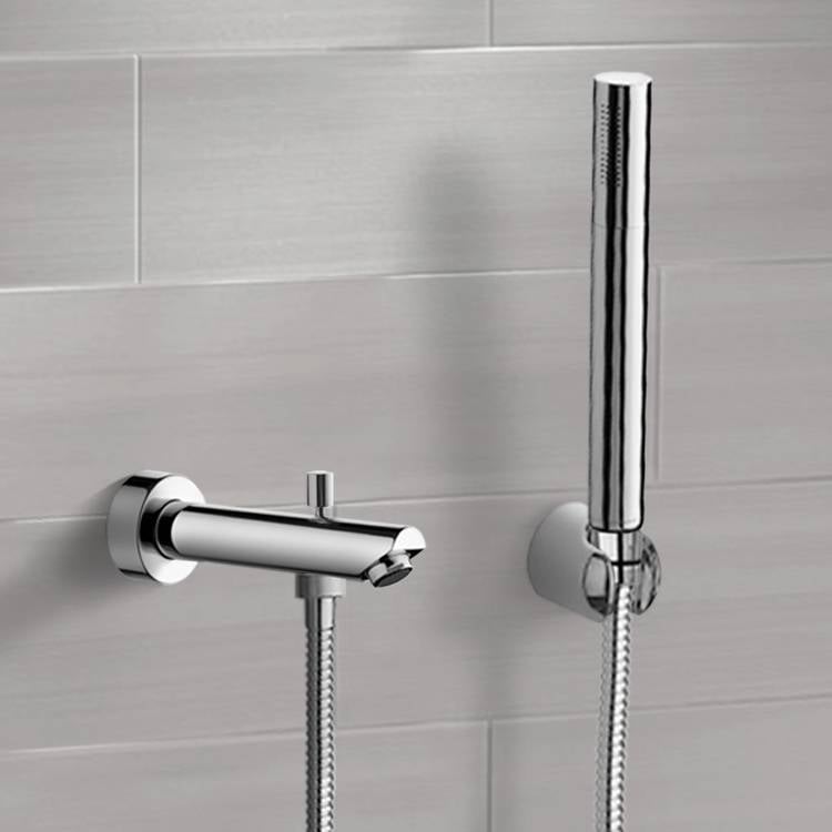 Remer TDH04 Chrome Wall Mounted Tub Spout Set with Hand Shower